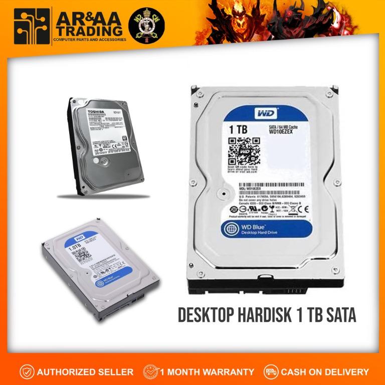 Desktop Hardisk 1 Terabyte Assorted Brand (Category: Hard Disks & Thumbdrives) located in Quezon City. Submitted by laptopstore.ph (Listing ID 1097165042, Image 3). Description: Desktop Hardisk 1 Terabyte Assorted Brand 📌 COD via Shopee or Lazada 📌 desktop laptop 3.5 1 Tera Php 1,350 pesos only! Looks new NO OS!!!!!!!!!!! 100% health 100% performance no bad sectos no clicking sounds 📍AR & AA TRADING 225 Tandang Sora Ave Tandang Sora Quezon Cit