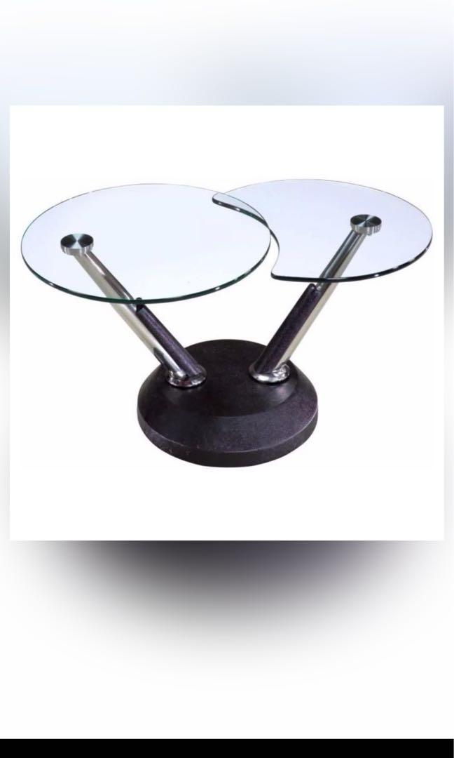 Elegant High end Center/Side Table (Category: Coffee & Tea Tableware) located in Quezon City. Submitted by liz.ty (Listing ID 1097226159, Image 3). Description: Coffee Table | Center Table | Side table Material: Stainless/Glass/Metal Size(cm): 55 x 55 x 48 Solid and durable Unique and stylish design Used for showroom display only. Also available in Brand new @19,000.00 (with box & unassembled) .