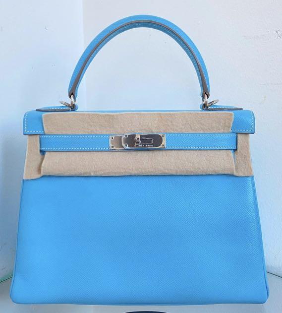 HERMES Epsom Candy Kelly Retourne 32 Bleu Electrique Mykonos