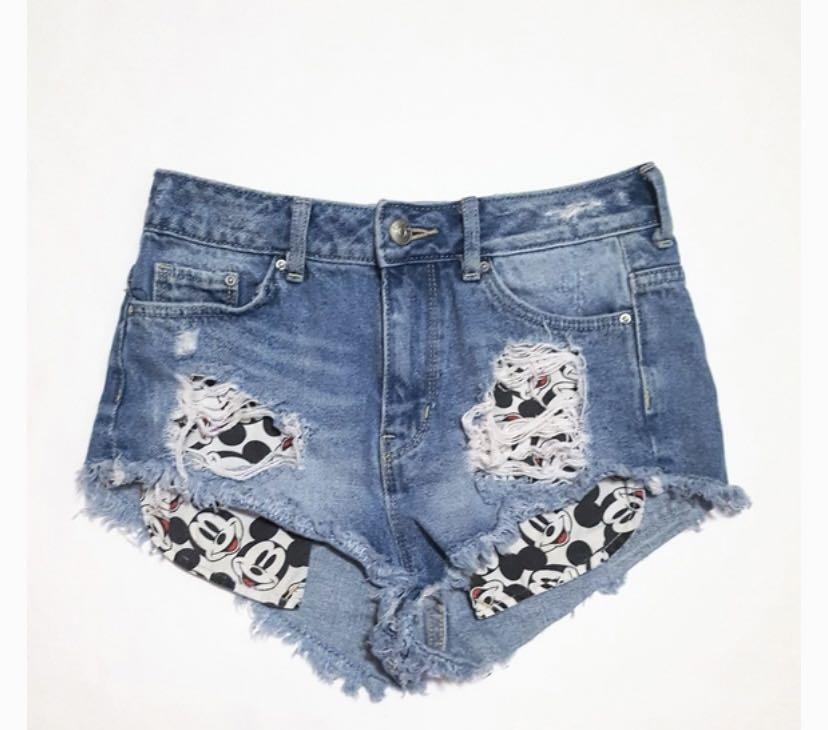 Mickey mouse denim shorts h&m hot sale