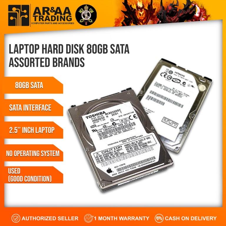 Laptop Hardisk 80gb SATA Assorted Brands (Category: Hard Disks & Thumbdrives) located in Quezon City. Submitted by laptopstore.ph (Listing ID 1097164493, Image 2). Description: Laptop Hardisk 80gb SATA Assorted Brands 📌 COD via Shopee or Lazada 📌 hardisk laptop 2.5 Php 300 pesos only! Looks new NO OS!!!!!!!!!!! 100% health 100% performance no bad sectos no clicking sounds 📍AR & AA TRADING 225 Tandang Sora Ave Tandang Sora Quezon City 📲Call or