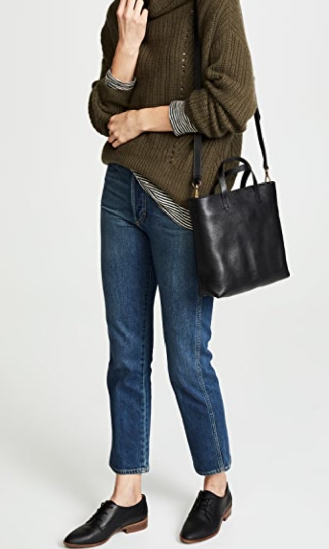 the transport stripe embroidered zip top crossbody tote