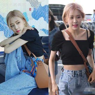 MAILED $10 Blackpink Rose Black Crop Top