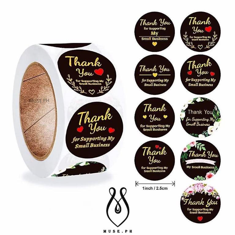 500* Thank You Sticker Handmade Love Label Heart Pretty Things Gift Sealed Decal 