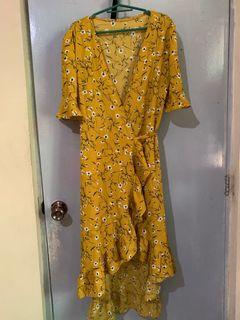 MUSTARD YELLOW FLORAL DRESS FOR SALE
