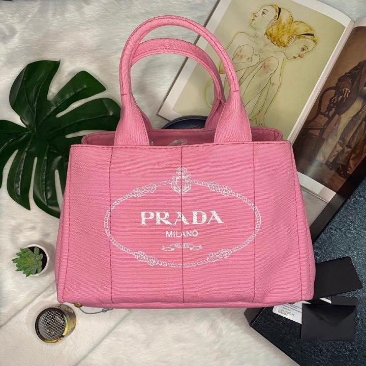 Prada Pink Canapa Bag, Luxury, Bags & Wallets on Carousell