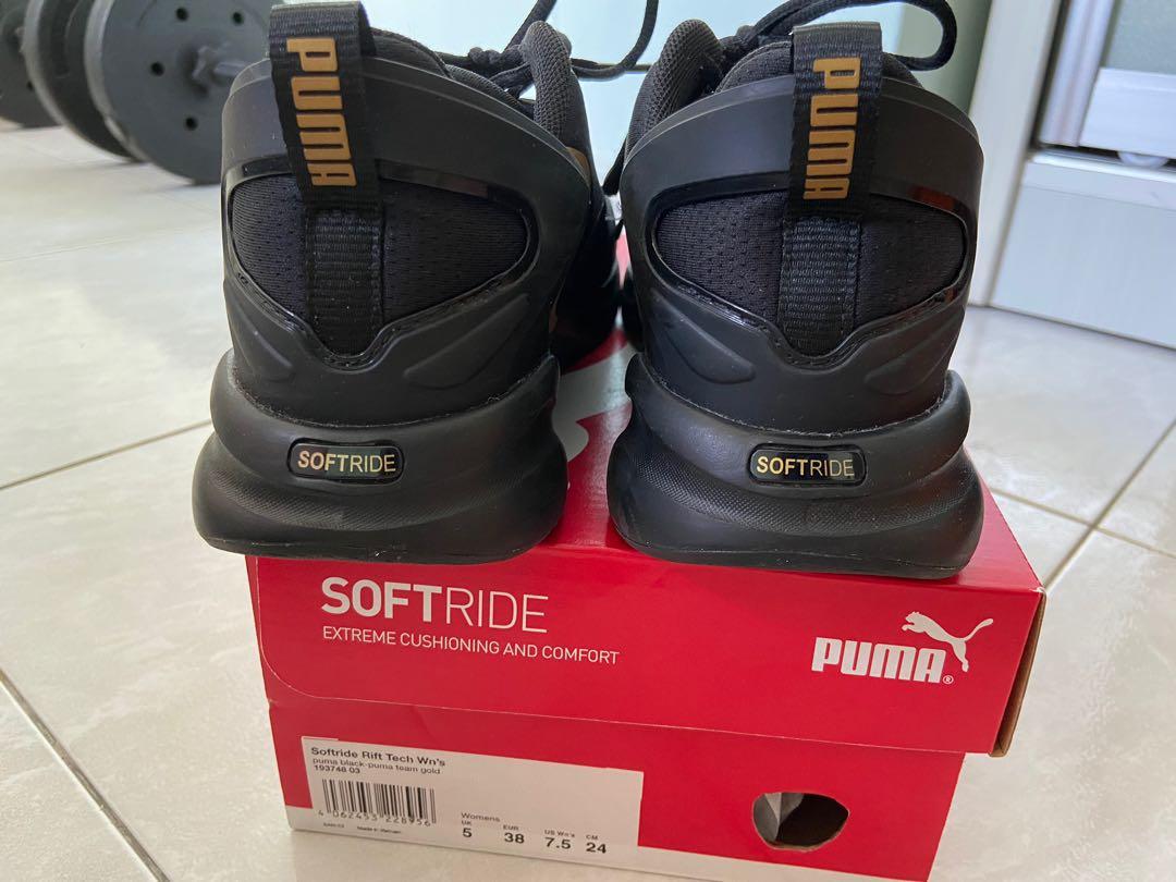 PUMA SOFTRIDE RIFT TECH WN s puma black puma team gold Women s Fashion Activewear on Carousell