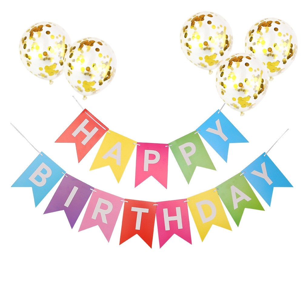 [Ready Stock] Happy Birthday banner +Latex confetti balloons Set ...