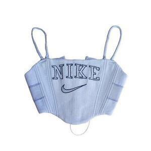 INSTOCK reworked nike corset light baby blue tank crop top lace up