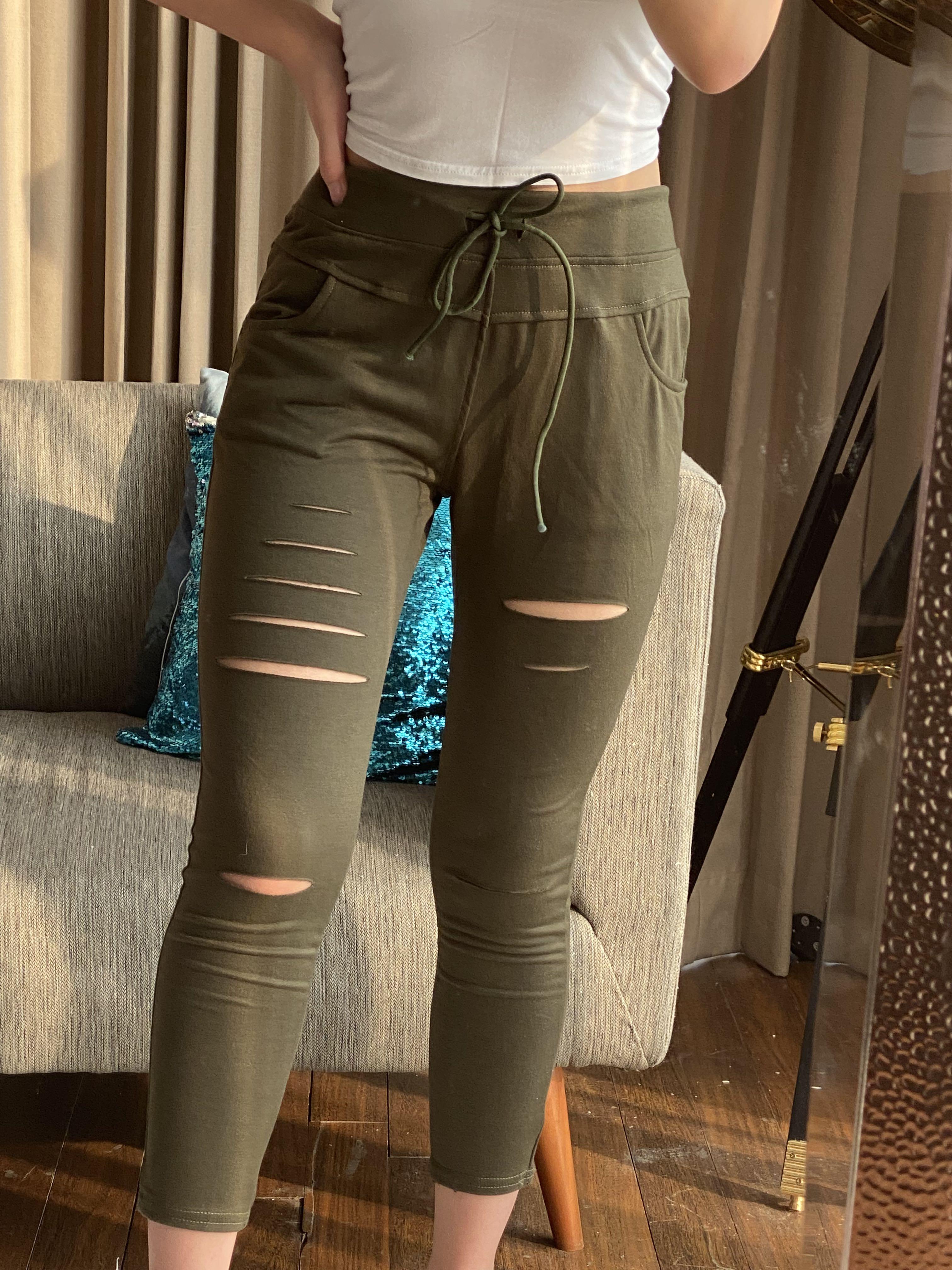 ripped leggings/ sweats/ sweatpants 