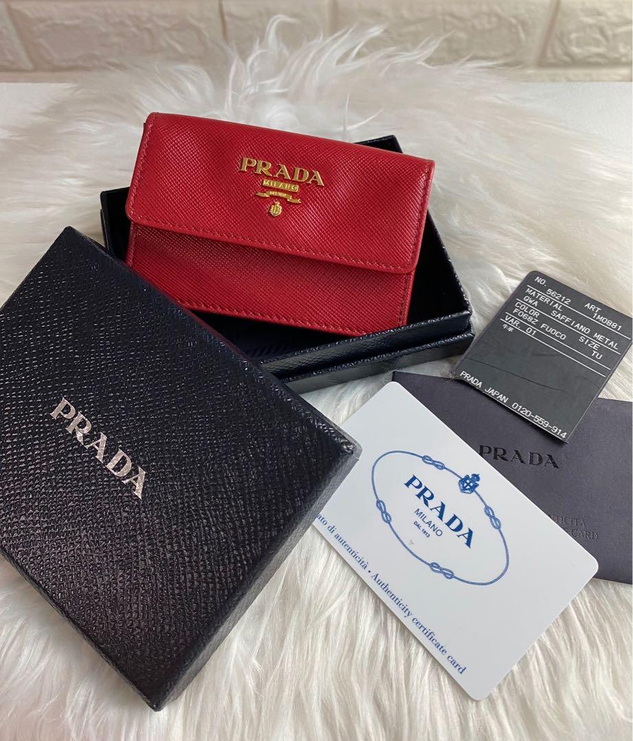 Selling low‼️❤️ Authentic Prada Milano Red Fuoco Saffiano Leather Business  Card Case Card Holder, Luxury, Bags & Wallets on Carousell