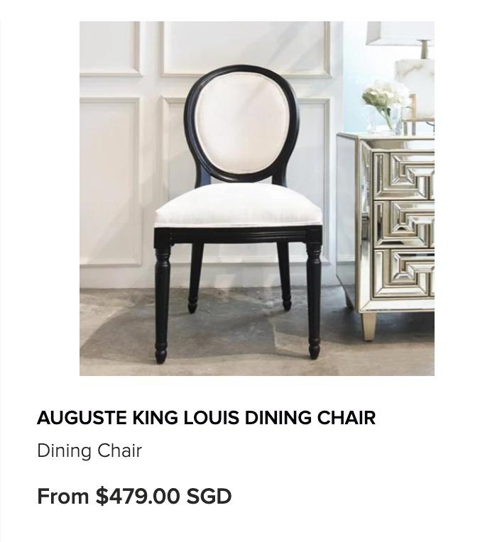 Finn Avenue - Auguste Black and White King Louis Dining Chairs