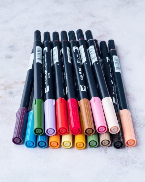 Tombow Dual Tip Brush Pens (Category: Stationery & School Supplies) located in Manila. Submitted by randombuysph (Listing ID 1097231051, Image 2). Description: Tombow Dual Tip Brush Pens - 17 colors in total + 2 blender pens - brush tip on one side, marker tip on the other - brand new, unused and just stored in a dry and clean location - RFS: decluttering - bought from the US - P120 per piece, P2000 for all pens.
