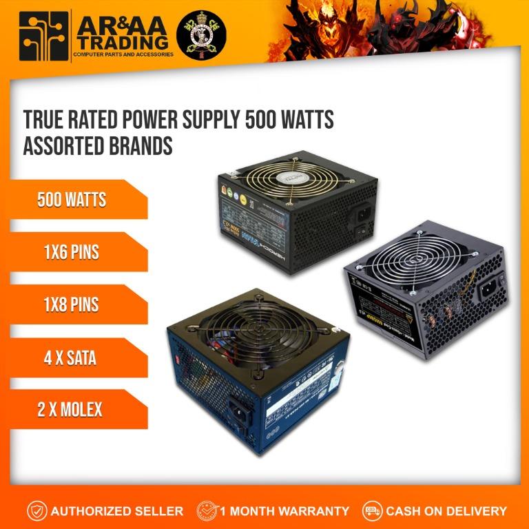 True Rated PSU 500/600 Watts Assorted Brand (Category: Computer Parts) located in Quezon City. Submitted by laptopstore.ph (Listing ID 1097163471, Image 3). Description: True Rated PSU 500 / 600 Watts Assorted Brand 2NDHAND 📌 Cash on delivery nationwide 📌 COP / COD via LBC ( with downpayment 500 pesos ) 📌 Lowest Price Guarantee 📌 Tested Perfectly ▪️True Rated PSU 500 Watts 📌 500 watts 📌 with 6 pins 📌 color black 30 days warranty replacemen