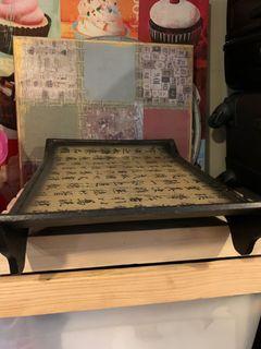 Wooden tray, Oriental print design