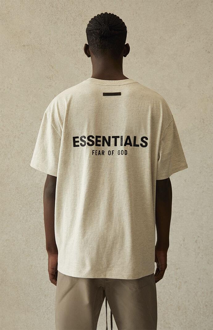 Fear of God Essentials Light Heather Oatmeal Tee, Men's Fashion, Tops & Sets, Tshirts & Polo