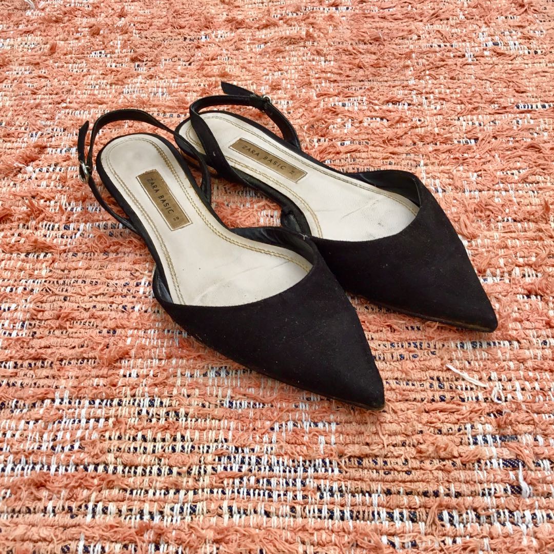black suede slingback flats