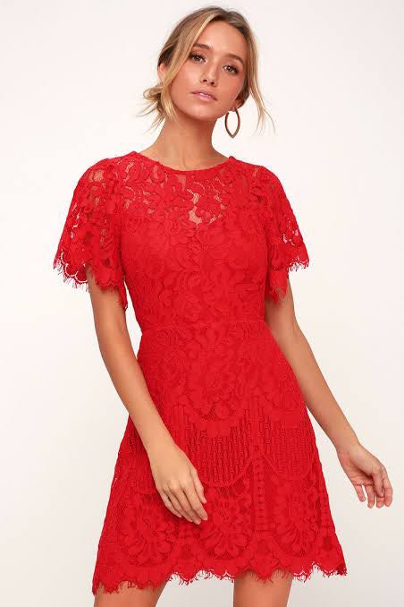 zara red lace dress