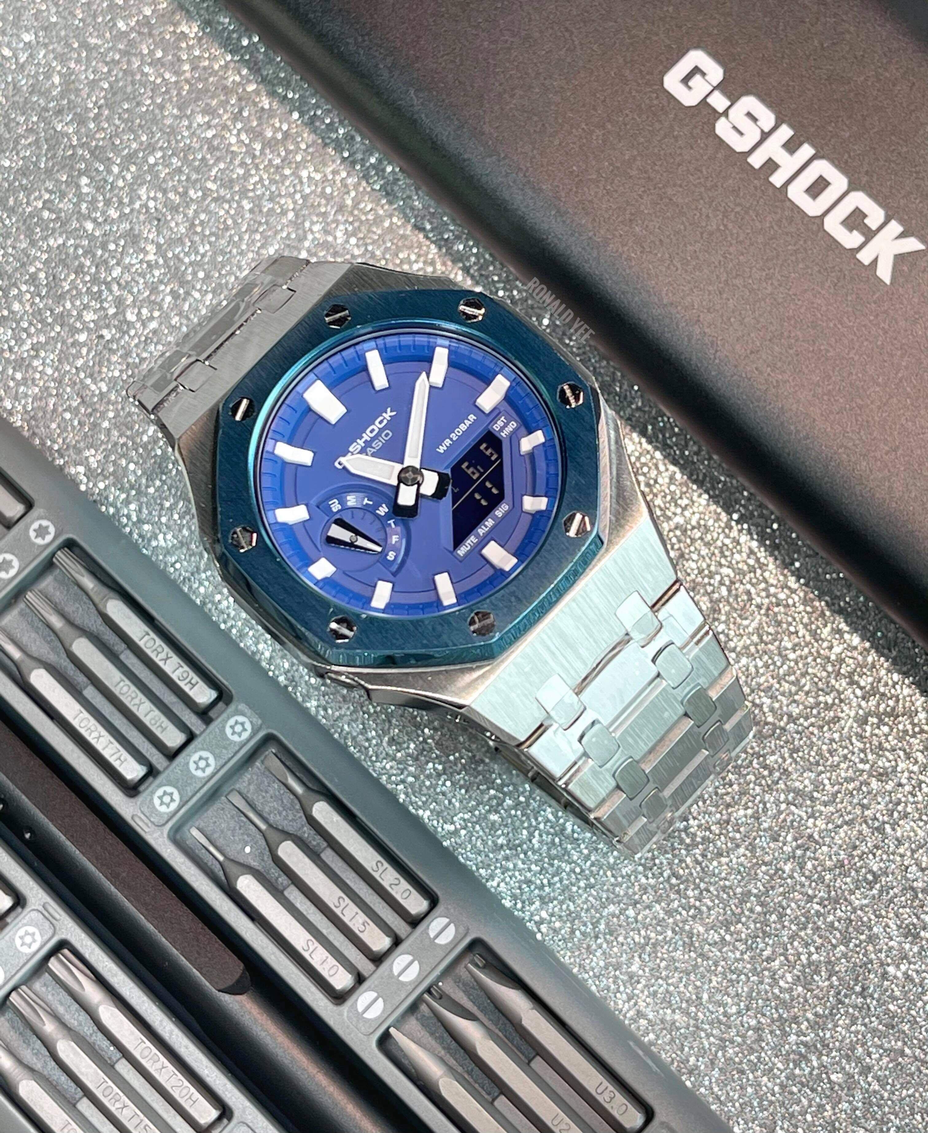Casio silver blue sale watch
