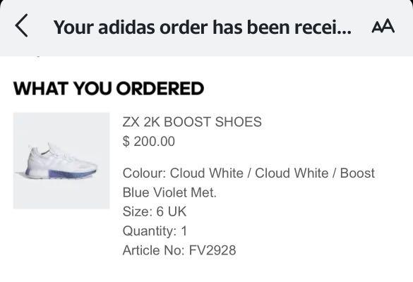 ADIDAS ZX 2K BOOST - Cloud White / Blue-Violet Metallic (UK6), Women's  Fashion, Footwear, Sneakers on Carousell
