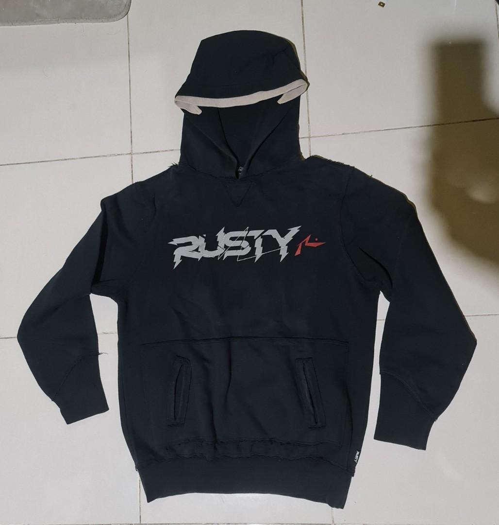 Rusty Mens Original Logo Fleece Hoodie Traditional Fit Sweatshirt 