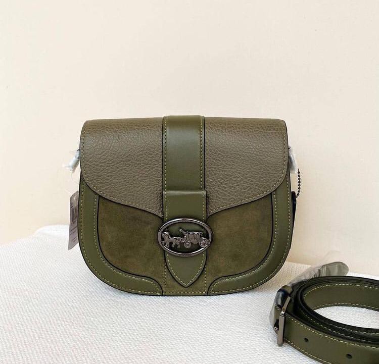 Coach Saddle Green Bag, Fesyen Wanita, Tas & Dompet di Carousell