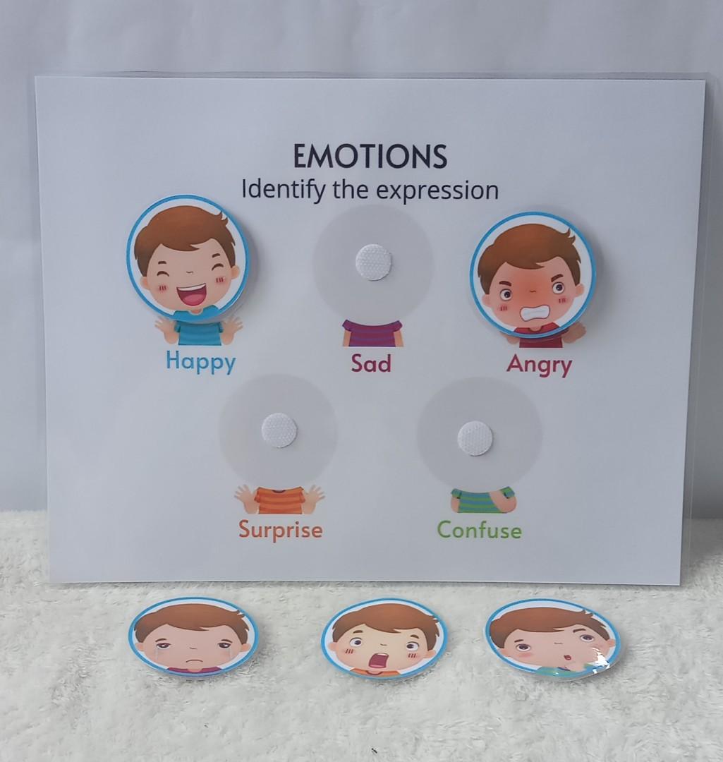 Emotions Identify Expressions Busy Book Interactive Learning Materials ESL  Proofs, Hobbies & Toys, Toys & Games on Carousell