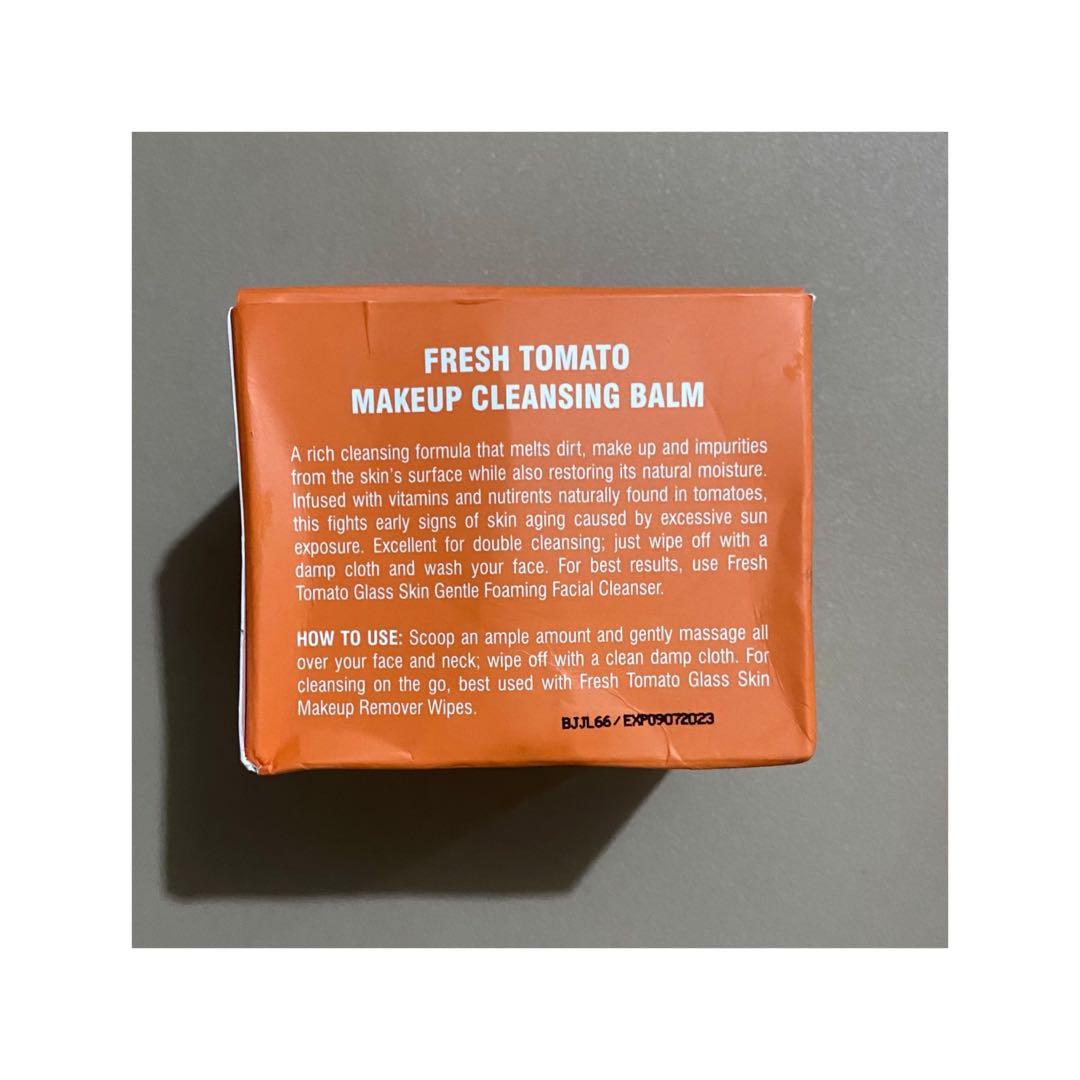 Fresh Tomato Makeup Cleansing Balm (Category: Face Care) located in Las Pinas. Submitted by zen.finds (Listing ID 1097480562, Image 3). Description: Retails for 399 Contains 100 g Used 4-5 times Comes with its box Still has a lot of product! Sanitized and ready to use 🧡 Expiry: 2023 Last price already ❕.