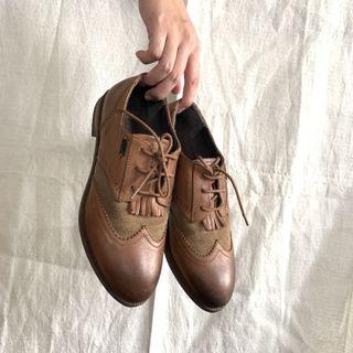 Genuine Brown Leather Oxford Shoes