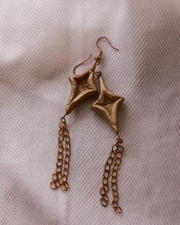 Golden Clay Chain Dangling Earrings