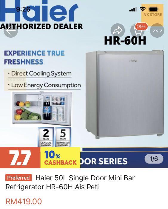 Réfrigérateur mini bar Haier HR-80VNBS - 50L