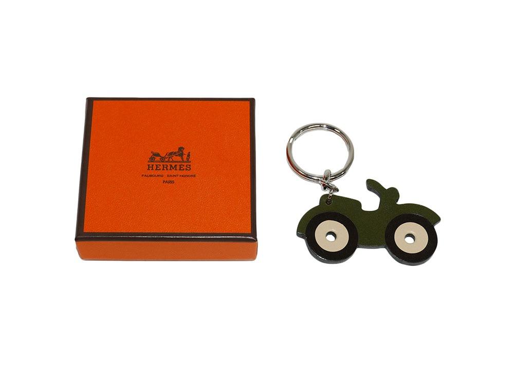 Hermes Motorcycle 2 Colors Swift Leather Chain Key Holder Bag Charm SKU 20368