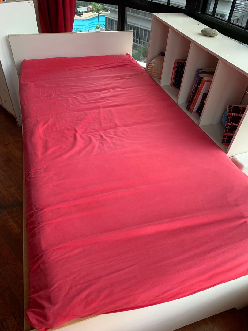 IKEA single bed with free mattress & underbed storage, Furniture & Home Living, Furniture, Bed