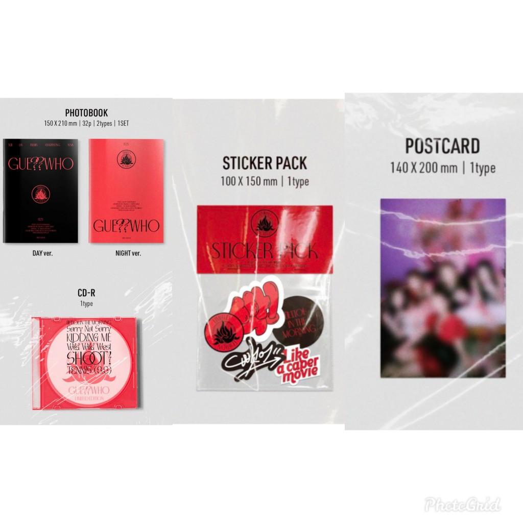 ITZY GUESS WHO LIMITED EDITION TINGI (Category: K-Wave Merchandise) located in Quezon City. Submitted by blair190811 (Listing ID 1097379105, Image 1). Description: Wts/lfb ph (want to sell) Itzy Guess Who Limited Edition tingi Ob + photobook + cd + stickerpack + postcard = 350 Special Photocard = 110 each (All price are negotiable) Doo: until out of stock Mod: shopee c/o (j&t) Mop: gcash Dm me if your interested Thank you!.