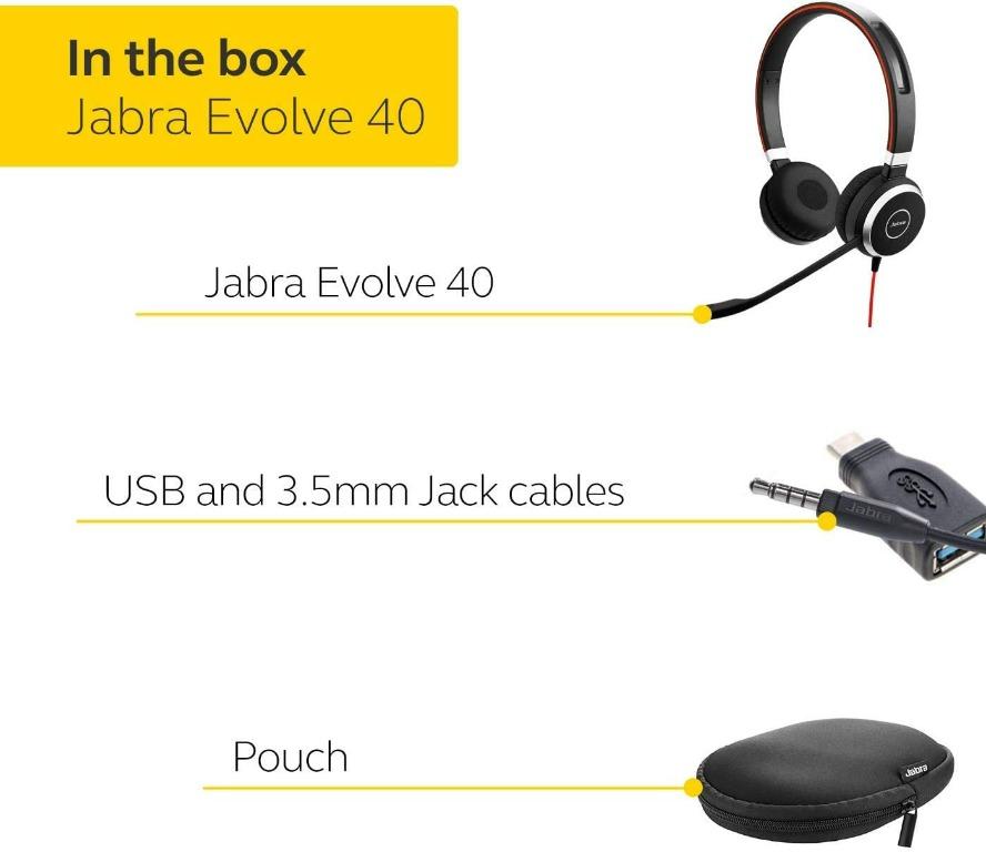 Jabra Evolve 40 MS stereo - headset - 6399-823-109 - Wired Headsets 