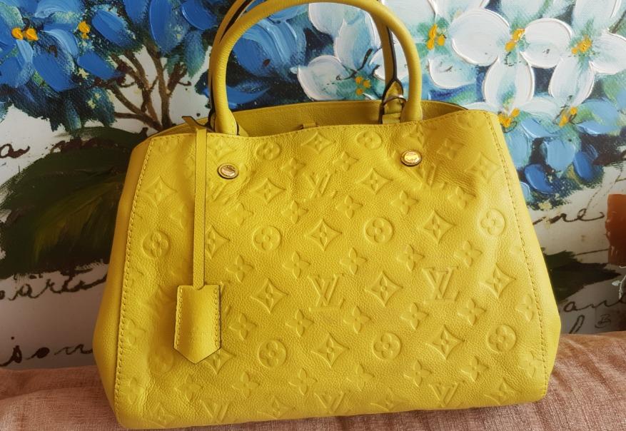 Louis vuitton mongram empreinte MONTAIGNE - Lemon Yellow, Women's Fashion,  Bags & Wallets, Purses & Pouches on Carousell