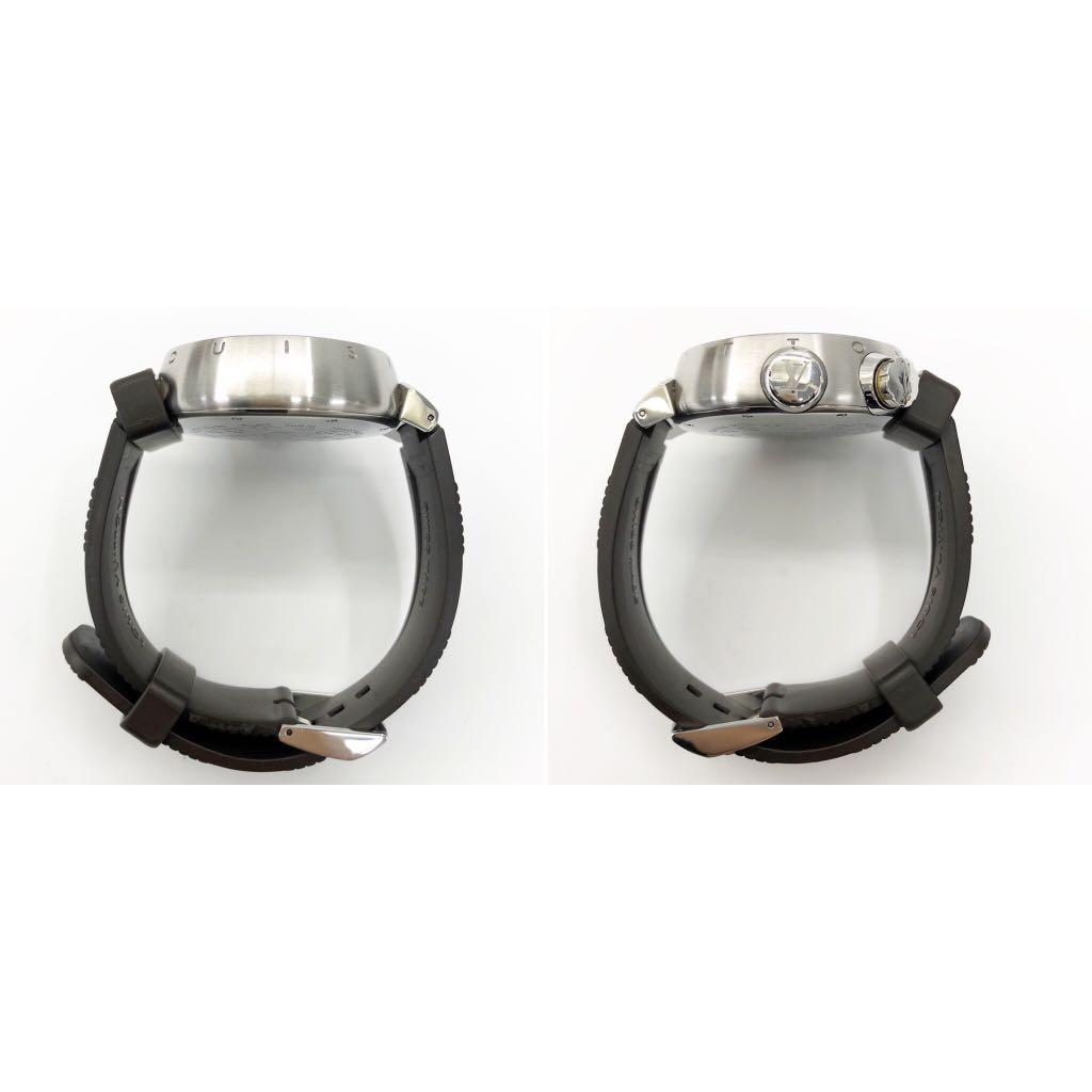 Excellent Louis Vuitton Q1031 Tambour Diver Automatic Men's Watch LV  Steel Black