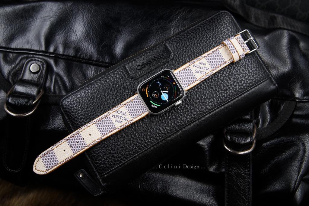 LV Apple Watch Band Series 6 5 4 3 2 1 Luxury Handmade Watch Band Fit All Apple Watch 38 40mm 42 44mm Upcycled Repurposed Luxury Watch Strap