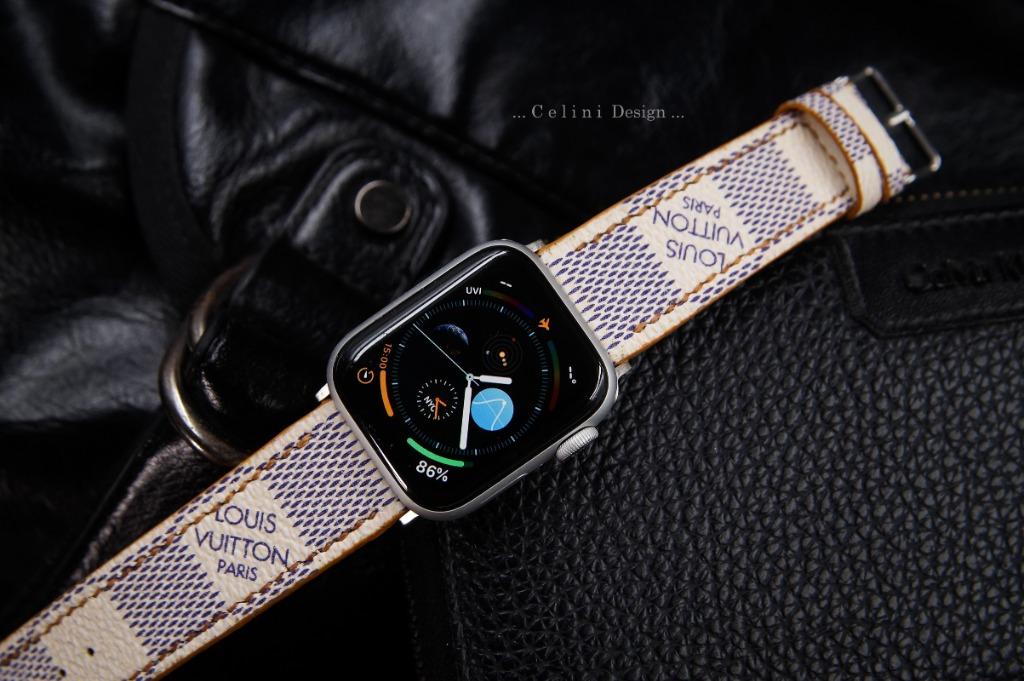 LV Apple Watch Band Series 6, 5, 4, 3, 2, 1 | Luxury Handmade Watch Band  Fit All Apple Watch 38/40mm 42/44mm | Upcycled Repurposed Luxury Watch Strap
