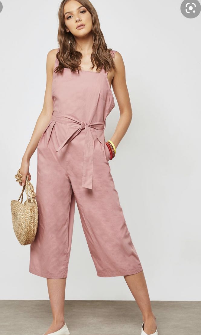 Mango Pink Belted Tie Jumpsuit work clothes workwear office wear, Women ...