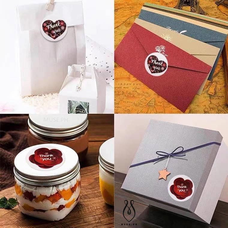MUSE.PH 500pcs round thank you sticker Heart Thanks for Shopping Small ...