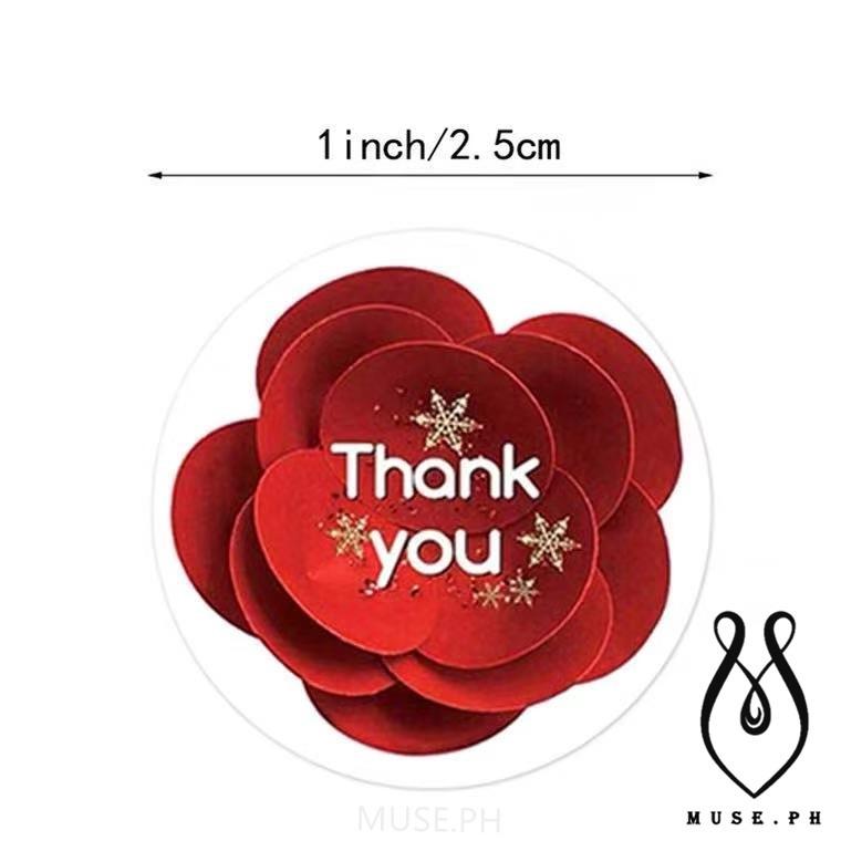 MUSE.PH 500pcs round thank you sticker Heart Thanks for Shopping Small ...