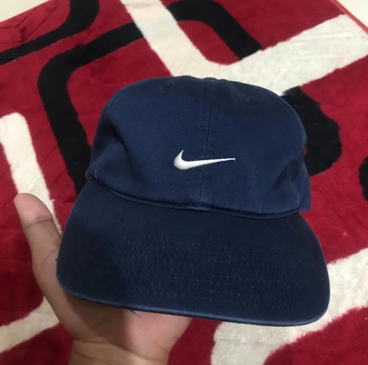 Navy Blue Small Swoosh Vintage Nike Cap 
