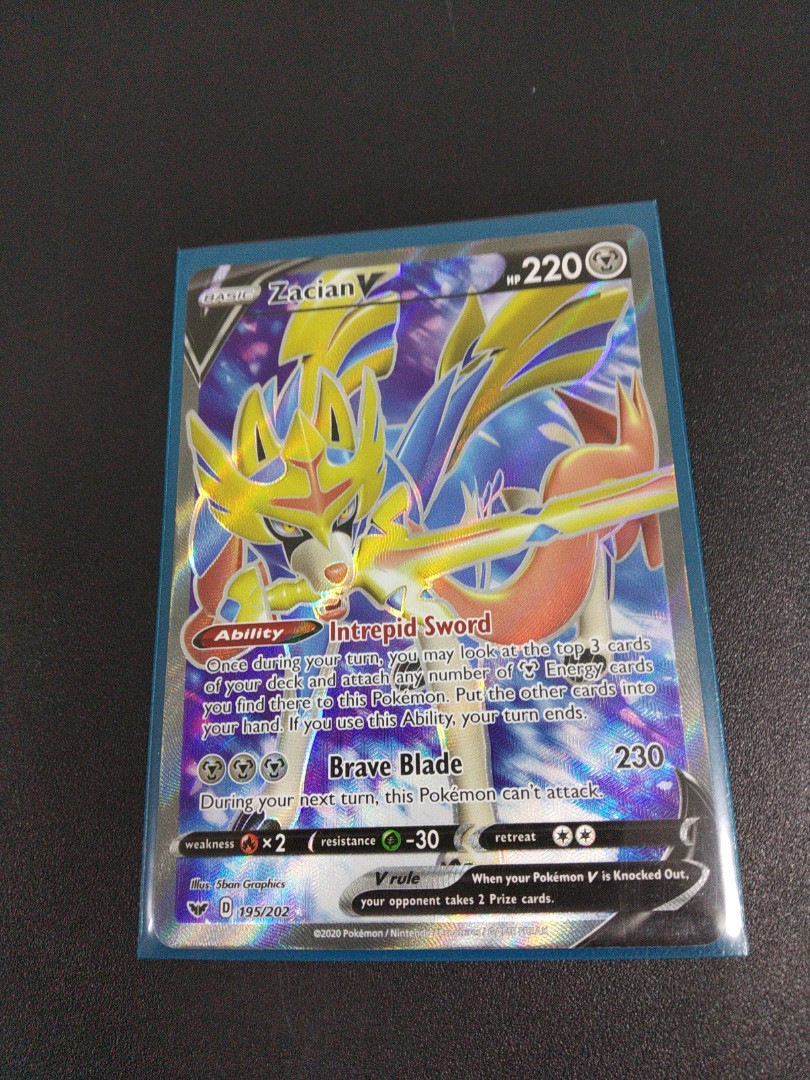 Zacian V 195/202 Sword & Shield Base Full Art Ultra Rare Pokémon