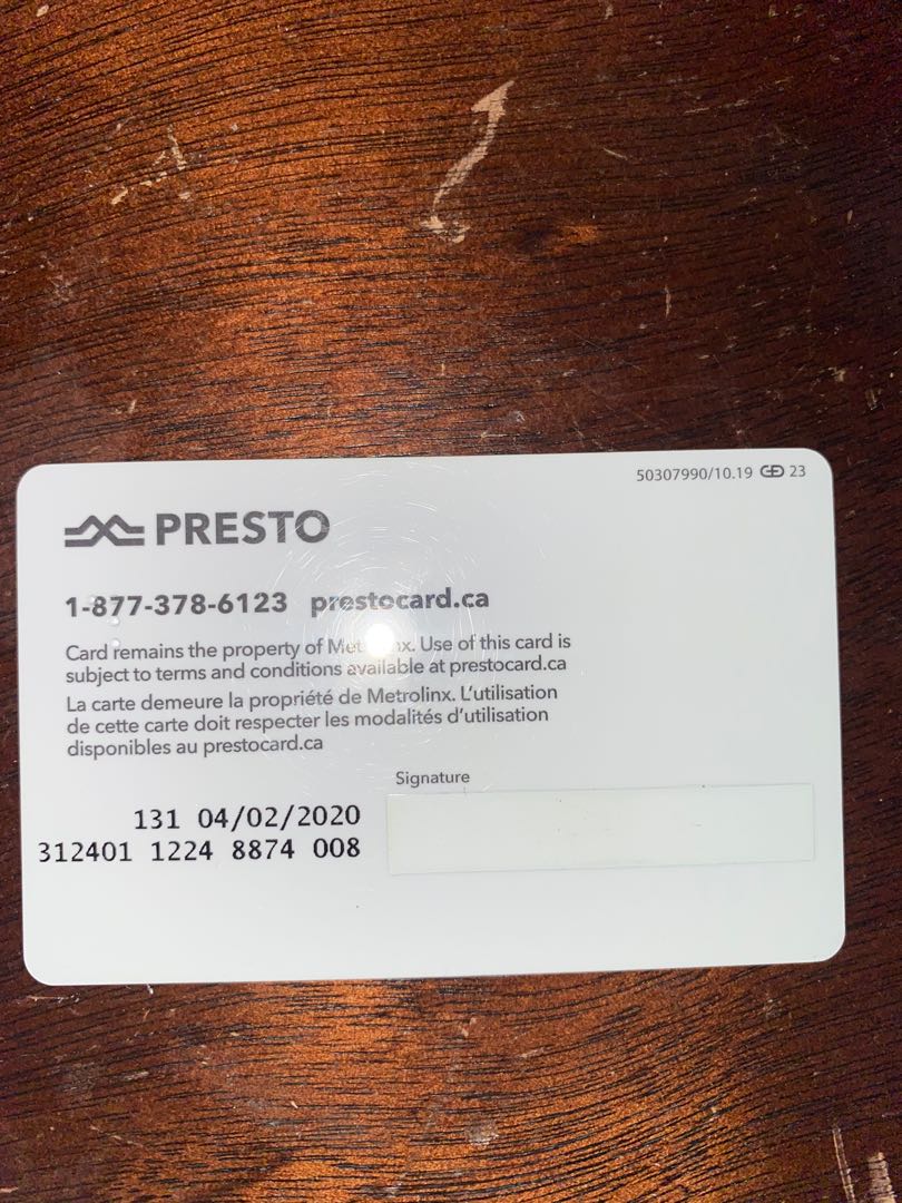 Presto card that lasts for 7 years for free