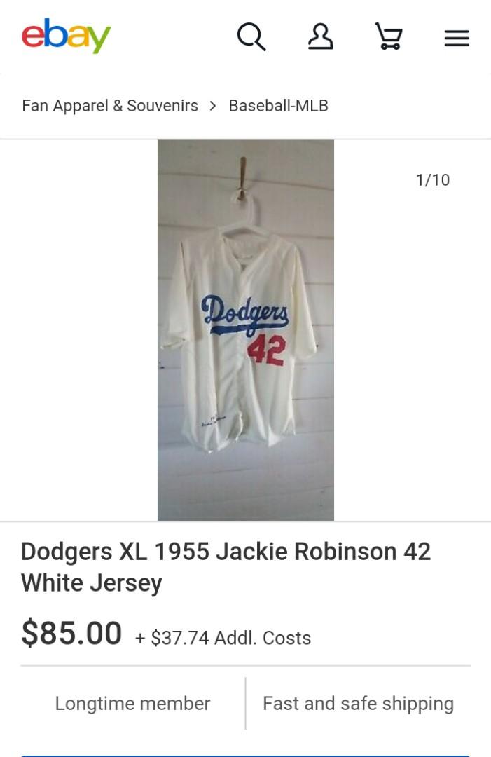 JACKIE ROBINSON  Brooklyn Dodgers 1955 Away Majestic Baseball Throwback  Jersey