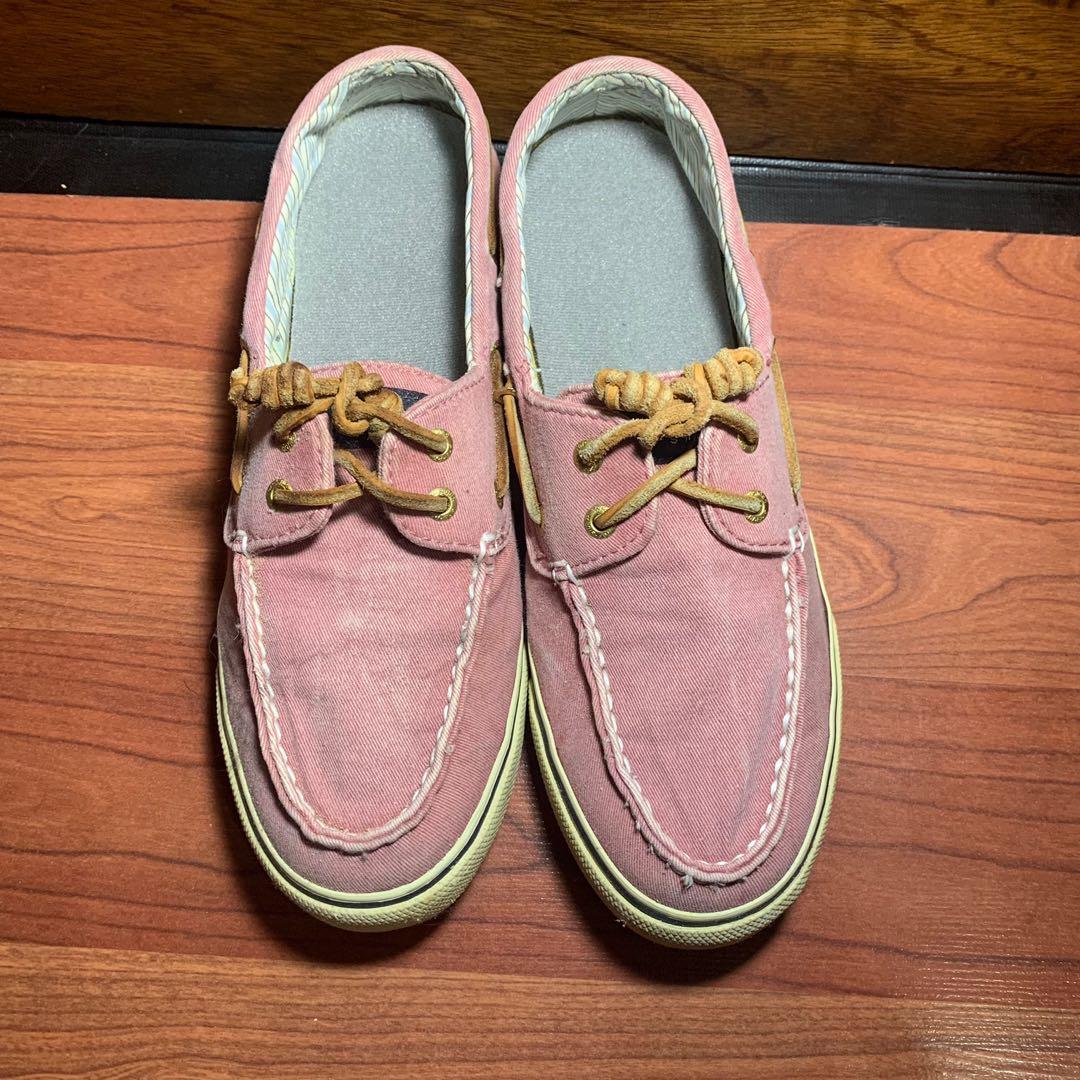 pink canvas sperry