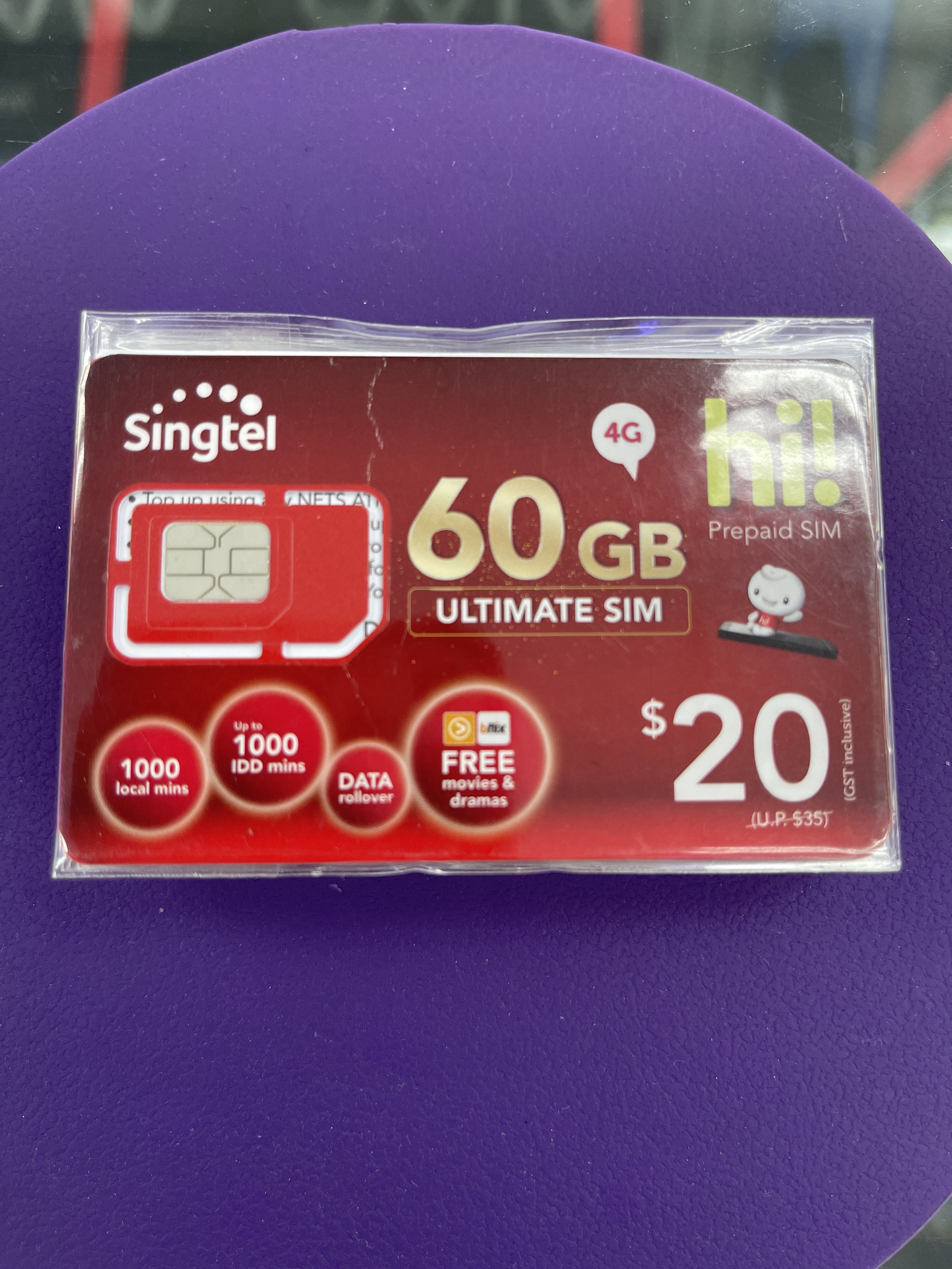 SingTel 60GB SIM CARD , Everything Else on Carousell