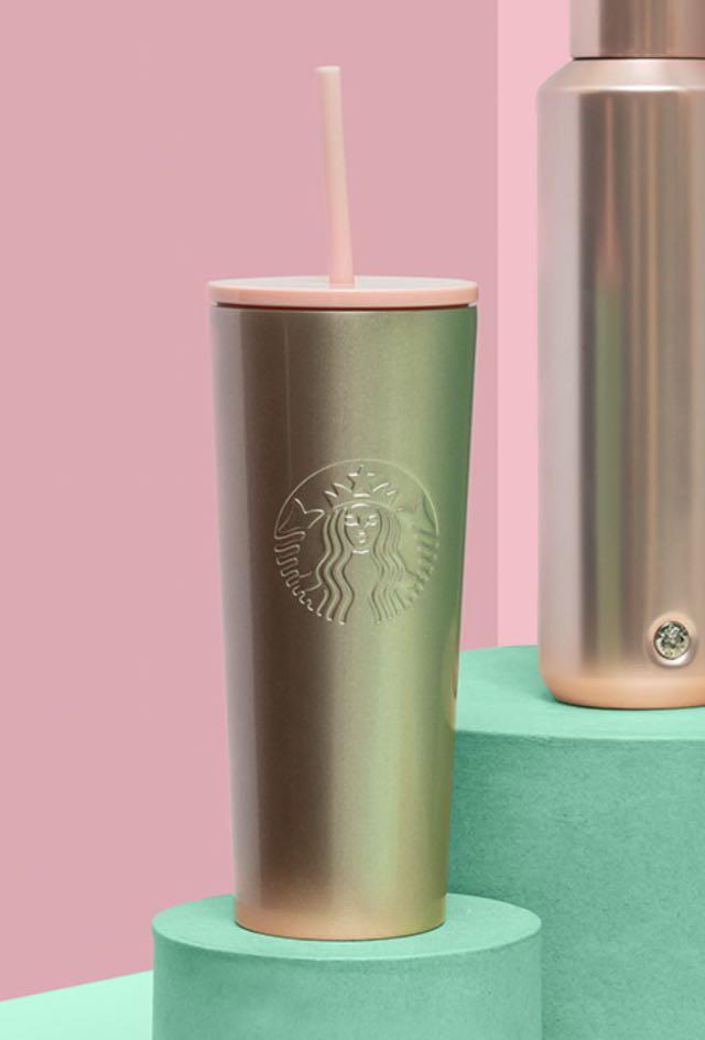 Starbucks 473ml/16oz Gradient Pink Double-Lid Stainless Steel
