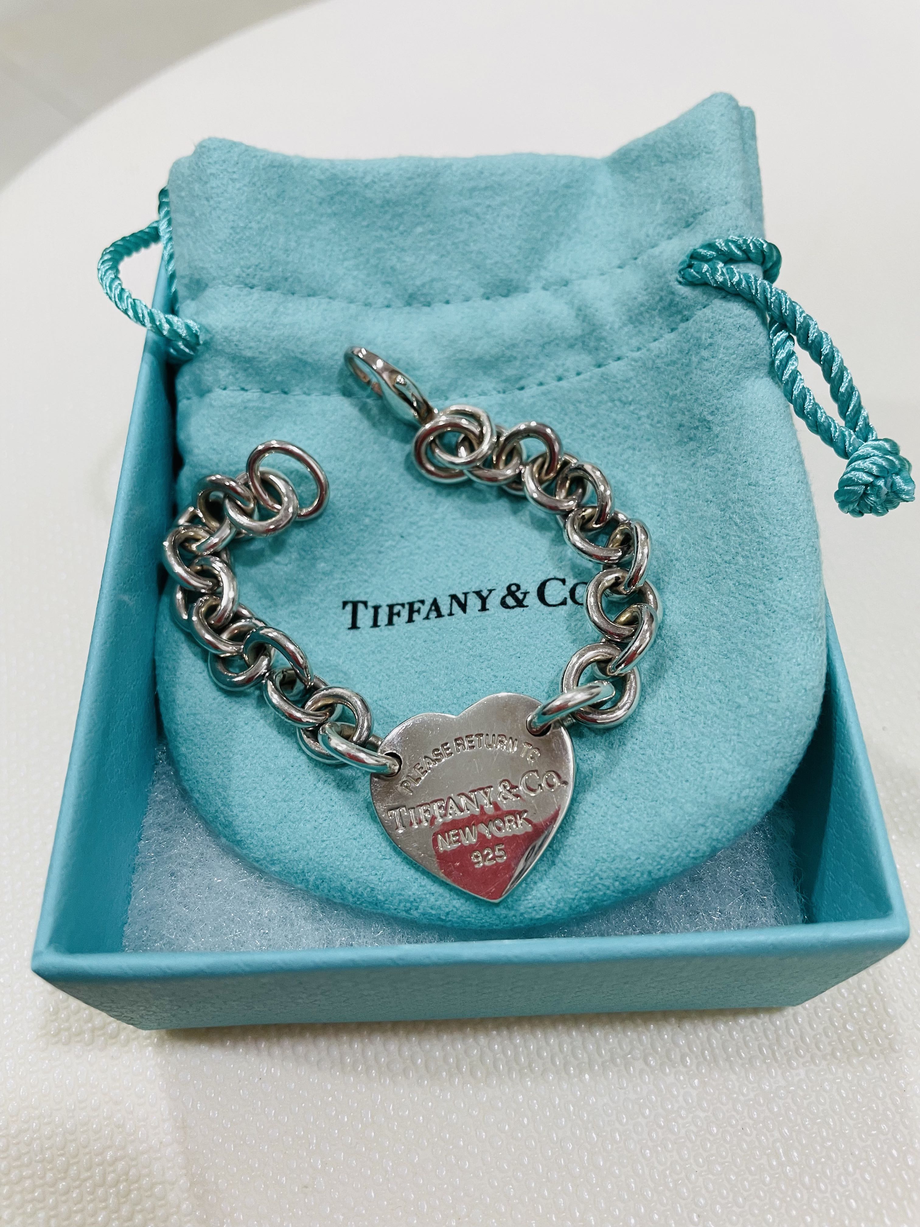 Tiffany  Co Return to Blue Enamel Splash Heart Link Silver Bracelet S  size Womens Fashion Jewelry  Organisers Bracelets on Carousell